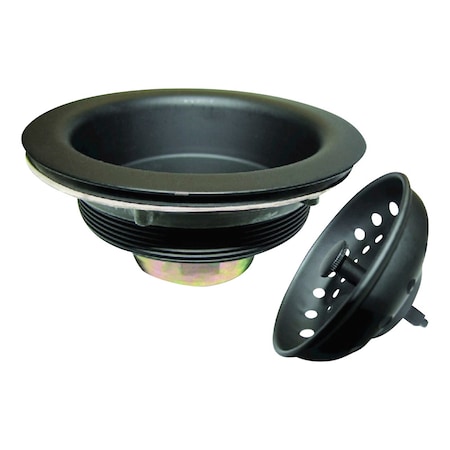 B & K Keeney 4-1/2 in. Black Stainless Steel Kitchen Sink Strainer K5414BLK
